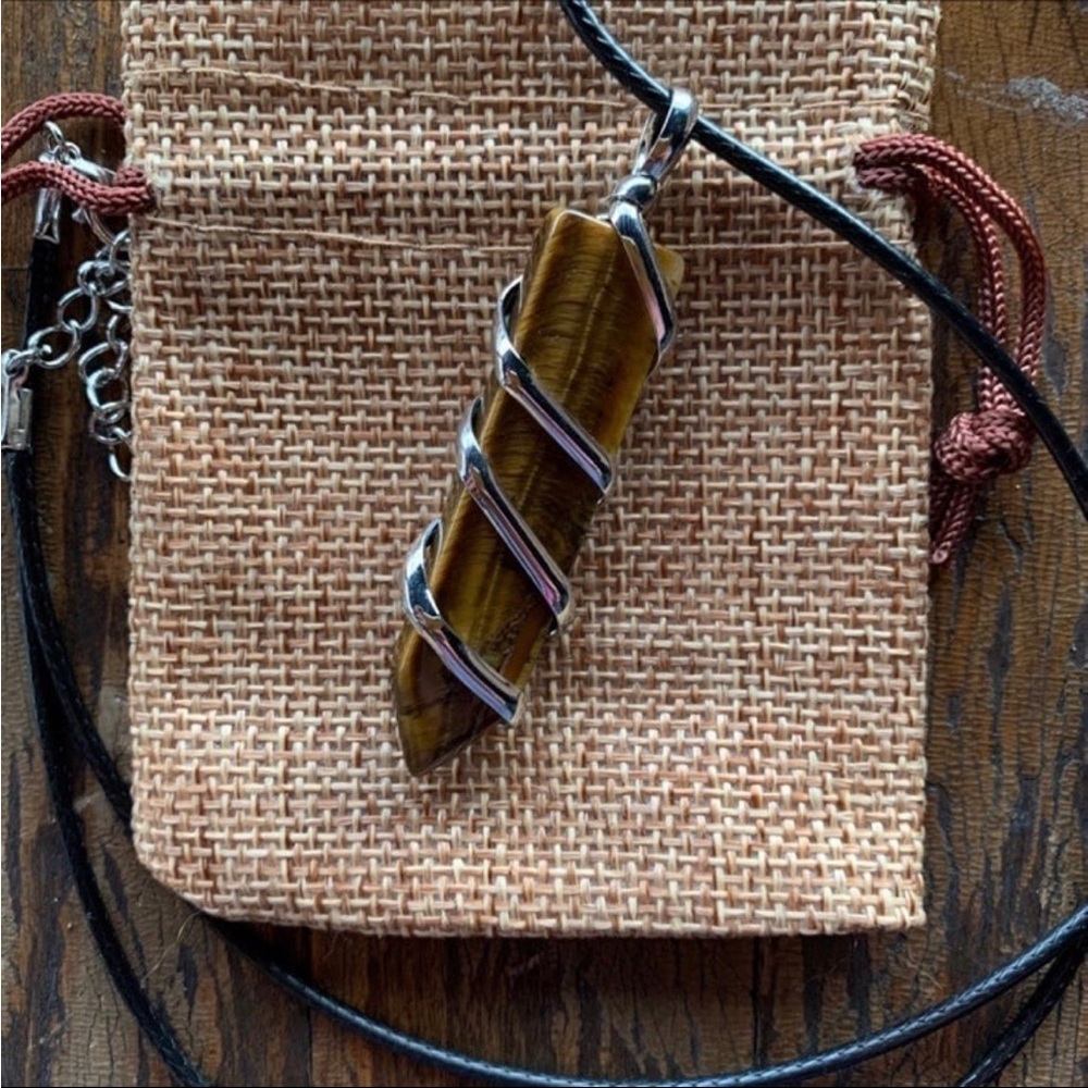 Tigers Eye Mens Necklace Mens Crystal Necklace Tigers Eye Unisex Necklace